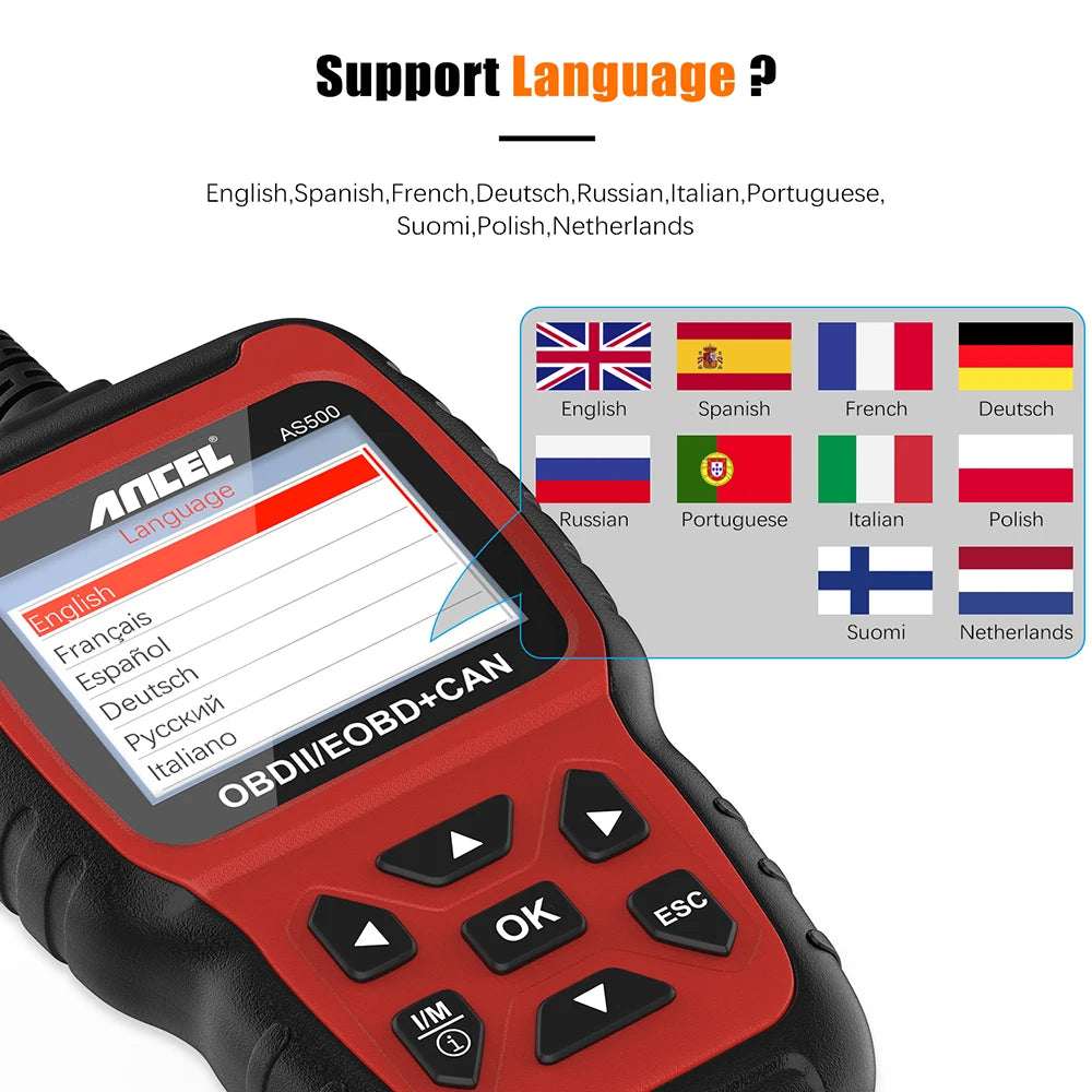 Ancel AS500 OBD2 Scanner w/ Lifetime Free Update.