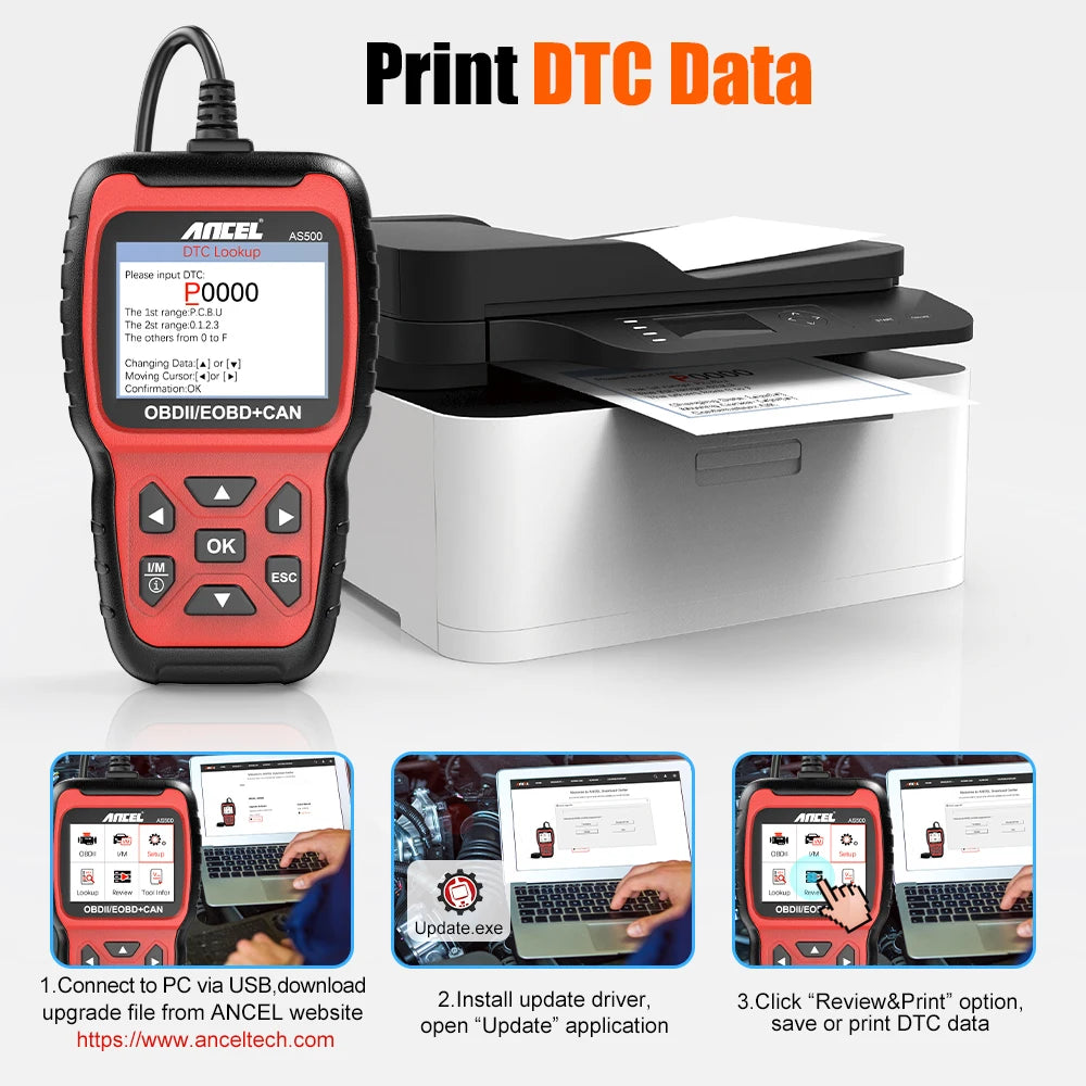 Ancel AS500 OBD2 Scanner w/ Lifetime Free Update.