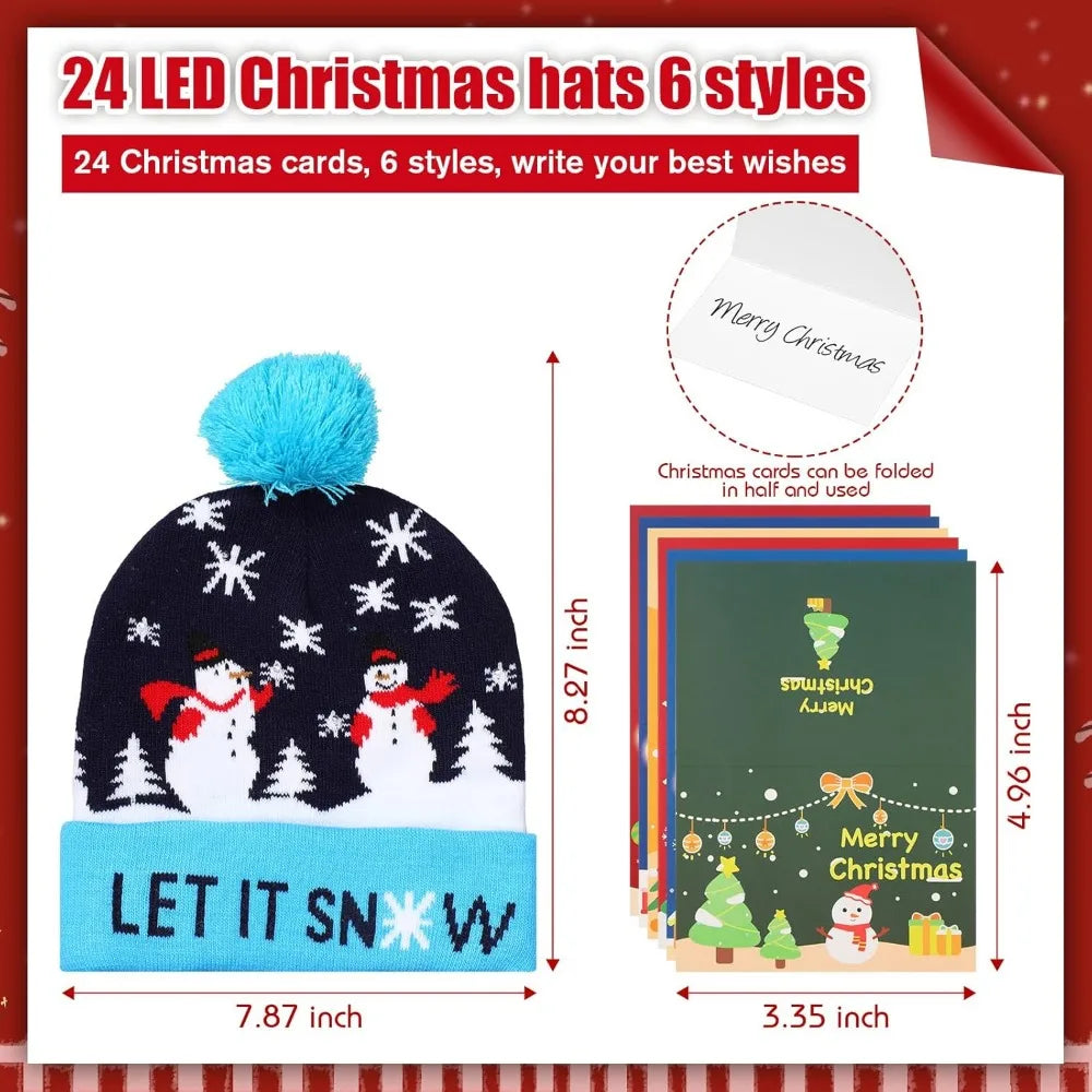 LED Light up Christmas Beanie Hat / Greeting Card.