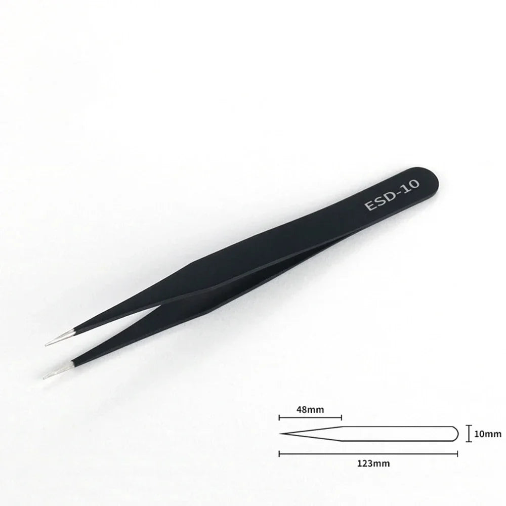 STONEGO 6PCS Anti-static Stainless Steel Tweezers Set