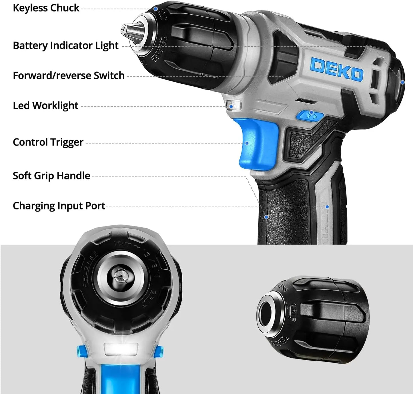 8V Tool Set with Cordless Drill/126 Pieces.