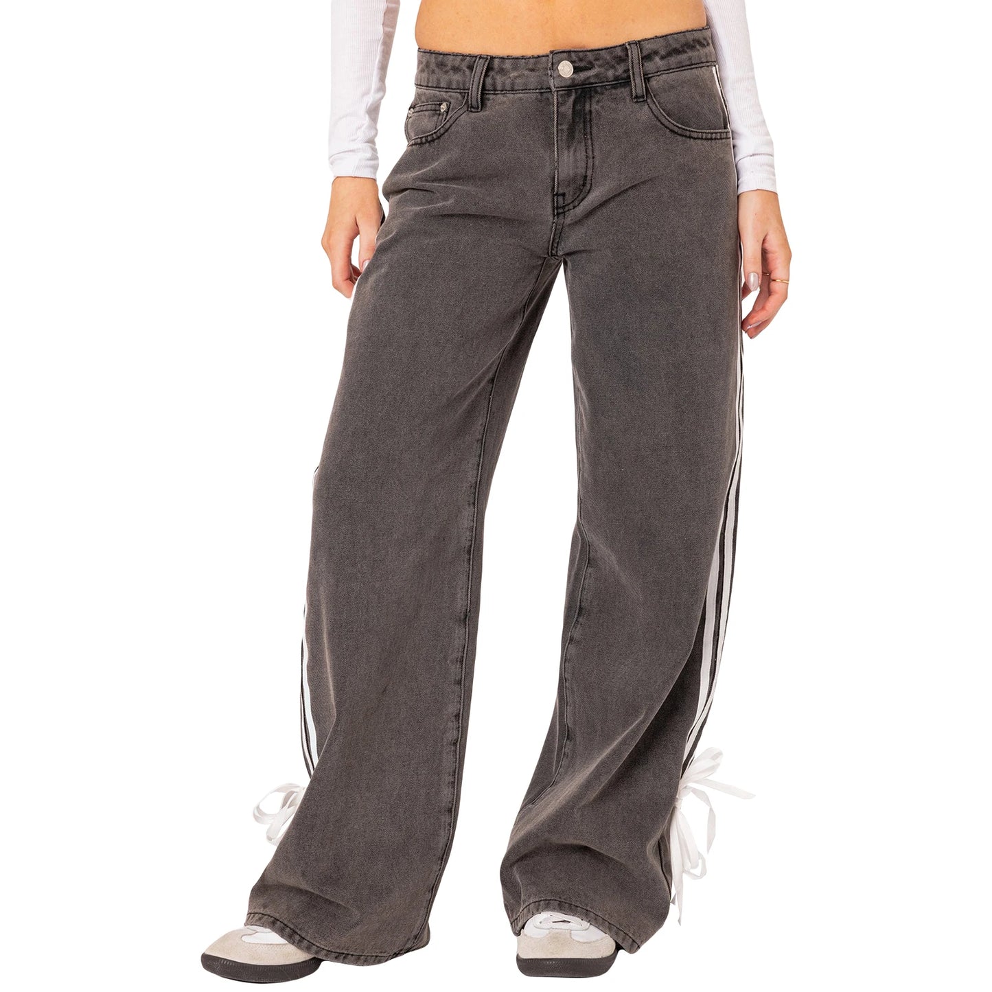 Women's Y2K Straight Leg Denim Pants with Pockets