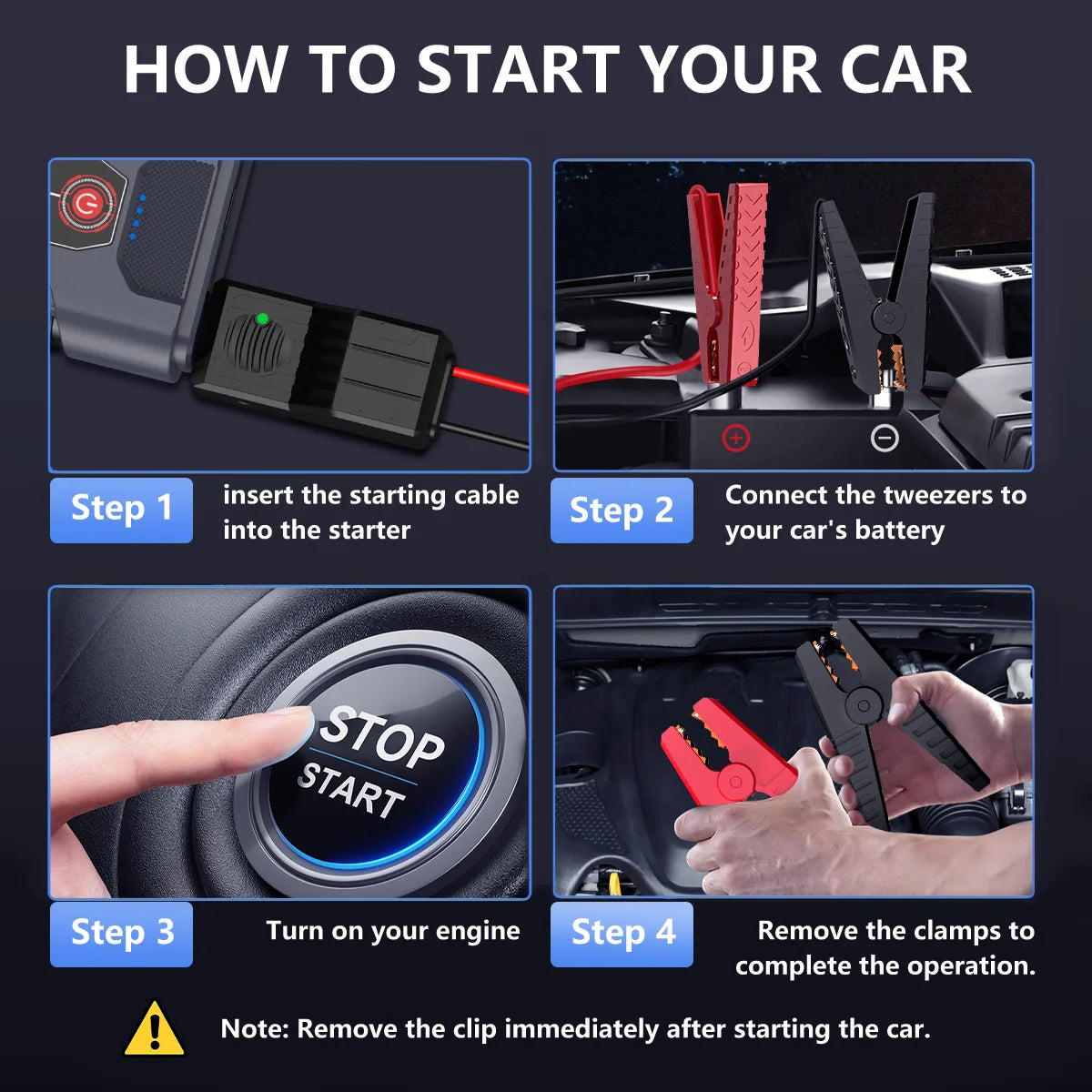 12V Portable Car Jump Starter Automatic Battery Booster