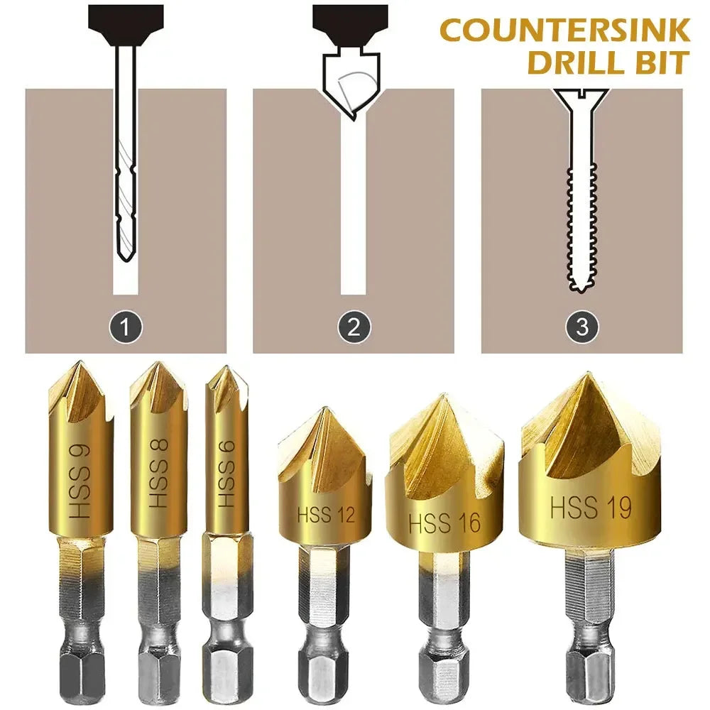 Countersink Drill Bit 1/4'' Hex Shank