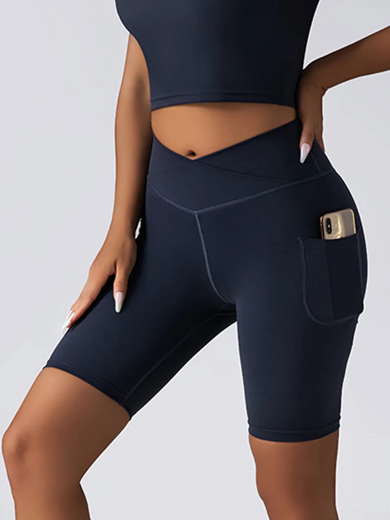 Women's Solid Color Yoga Running Shorts.