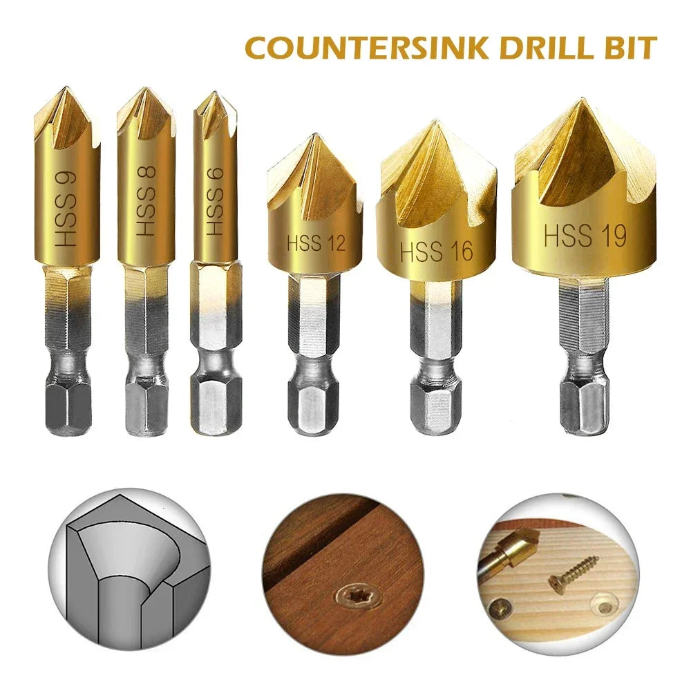 Countersink Drill Bit 1/4'' Hex Shank