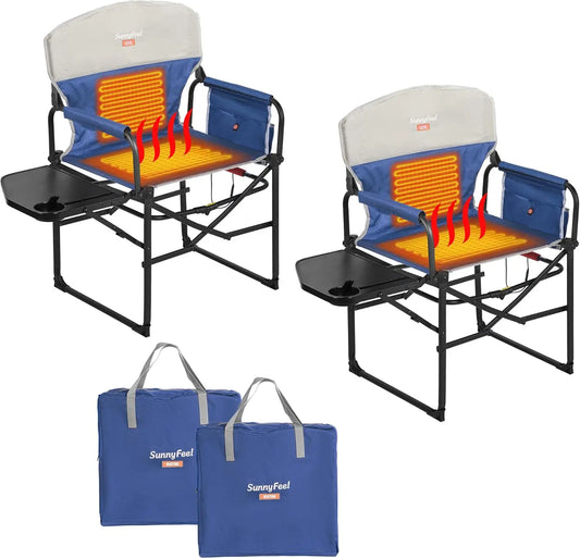 Heated Camping Directors Chair, Heavy Duty,Oversized