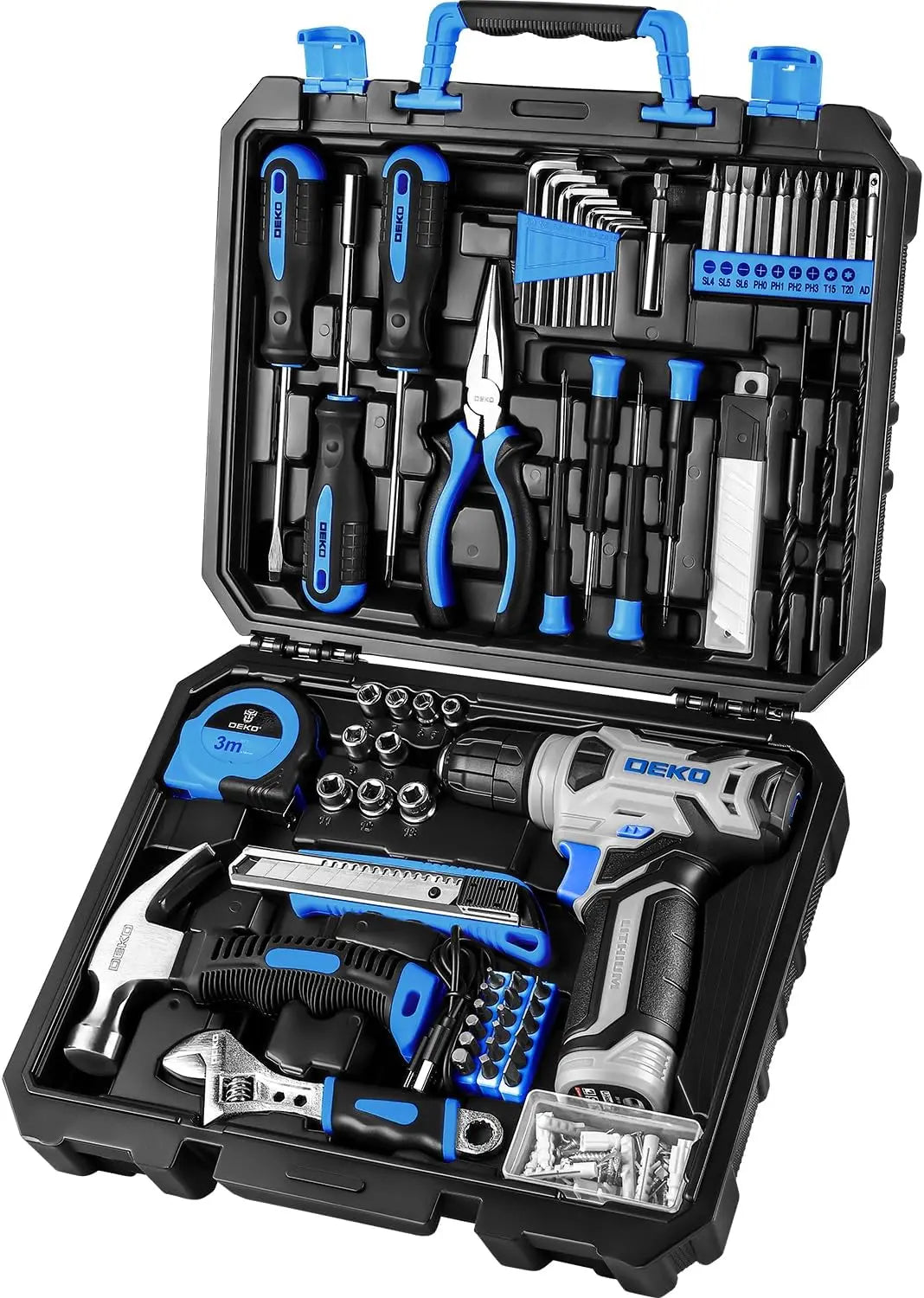 8V Tool Set with Cordless Drill/126 Pieces.