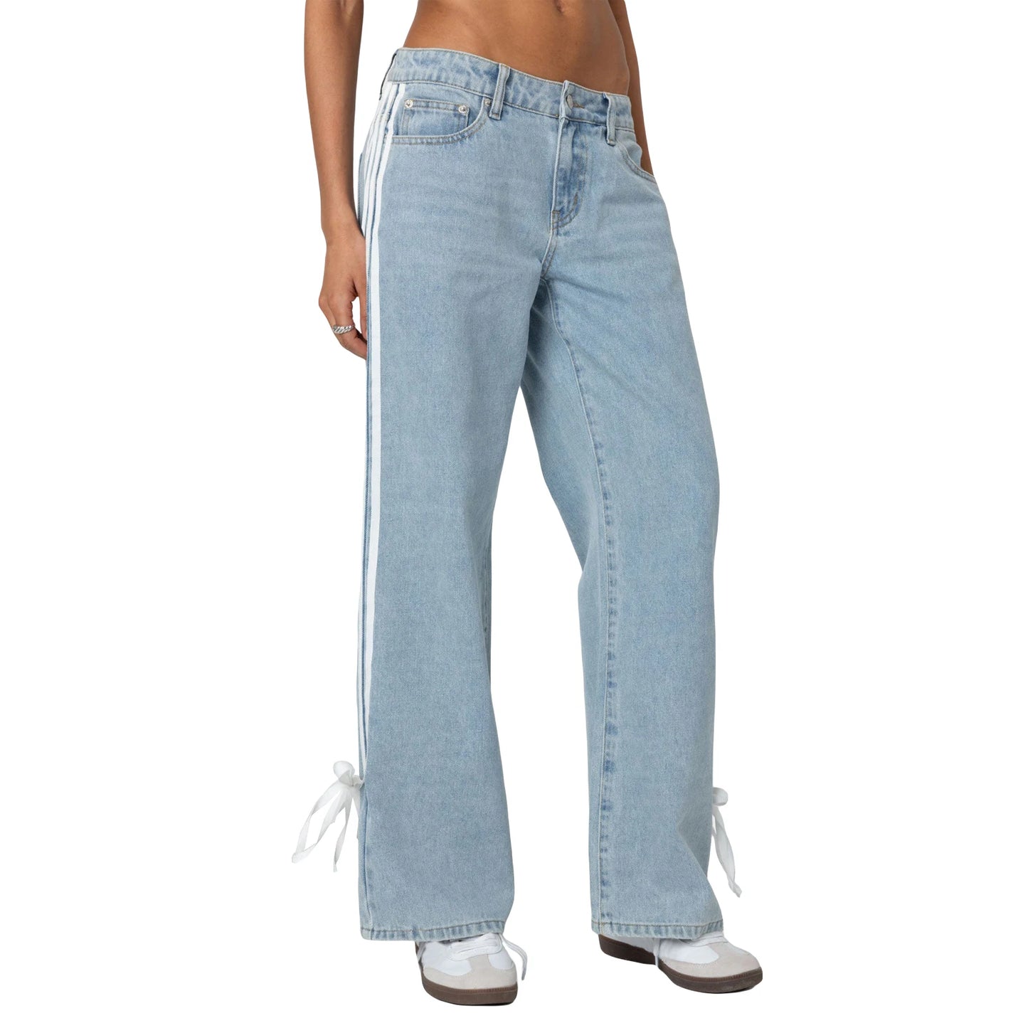 Women's Y2K Straight Leg Denim Pants with Pockets