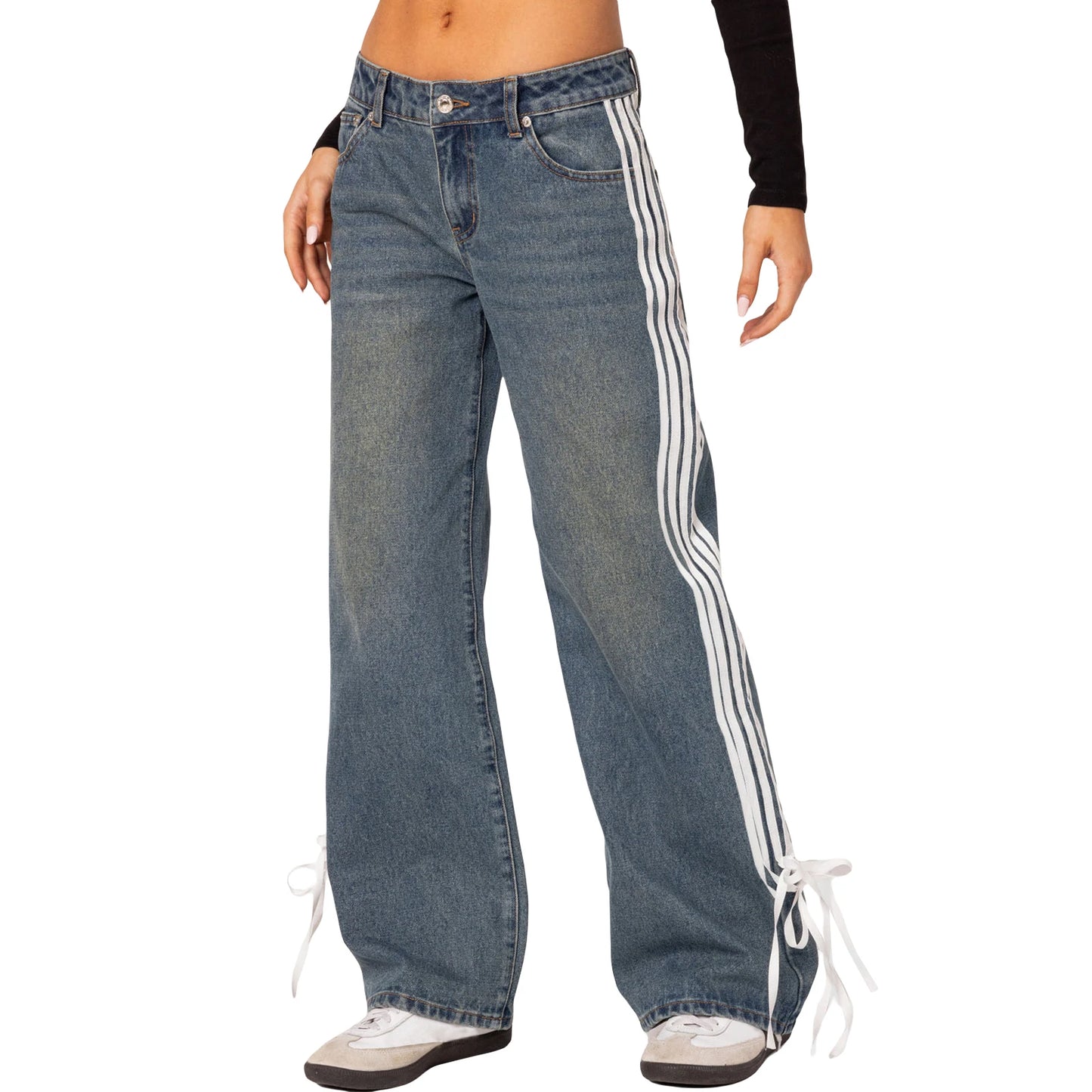 Women's Y2K Straight Leg Denim Pants with Pockets