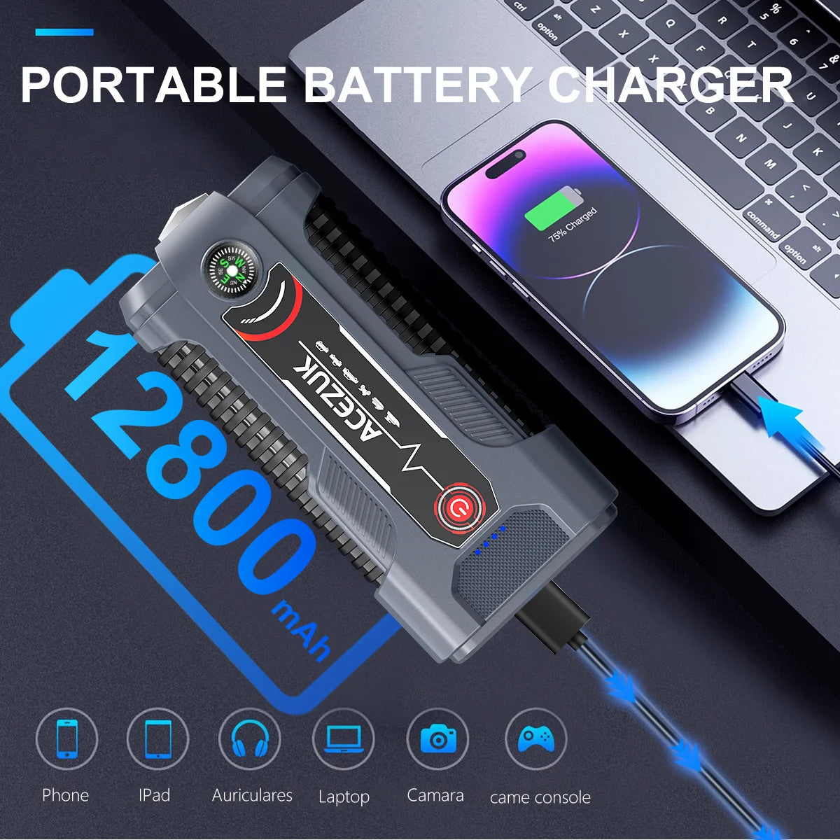 12V Portable Car Jump Starter Automatic Battery Booster