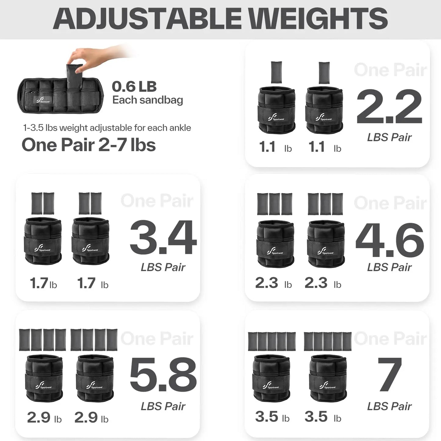 Adjustable Ankle Weights for Women and Men.