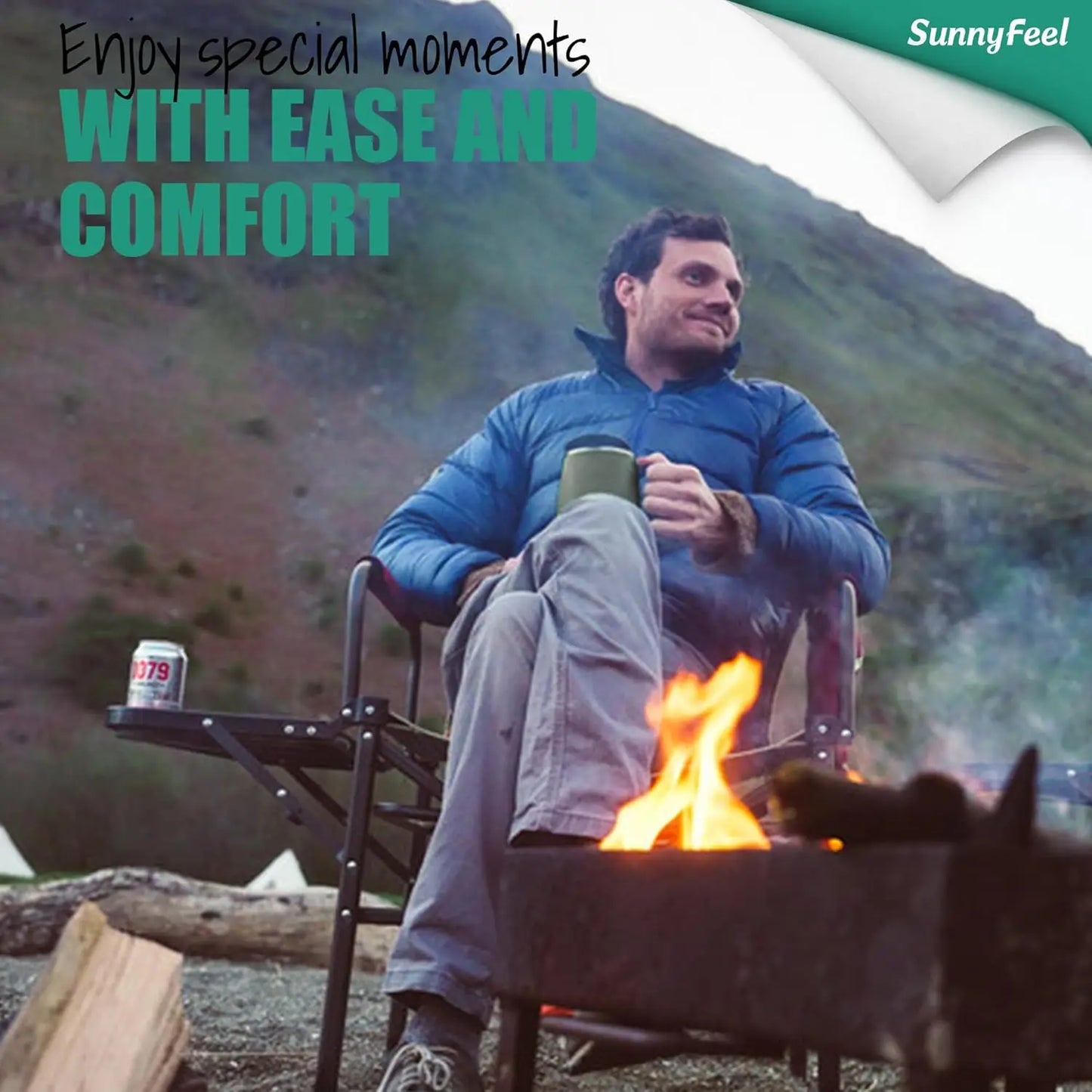 Heated Camping Directors Chair, Heavy Duty,Oversized