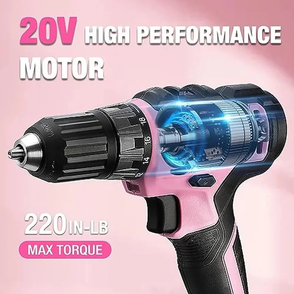 20V Pink Cordless Drill Driver Kit