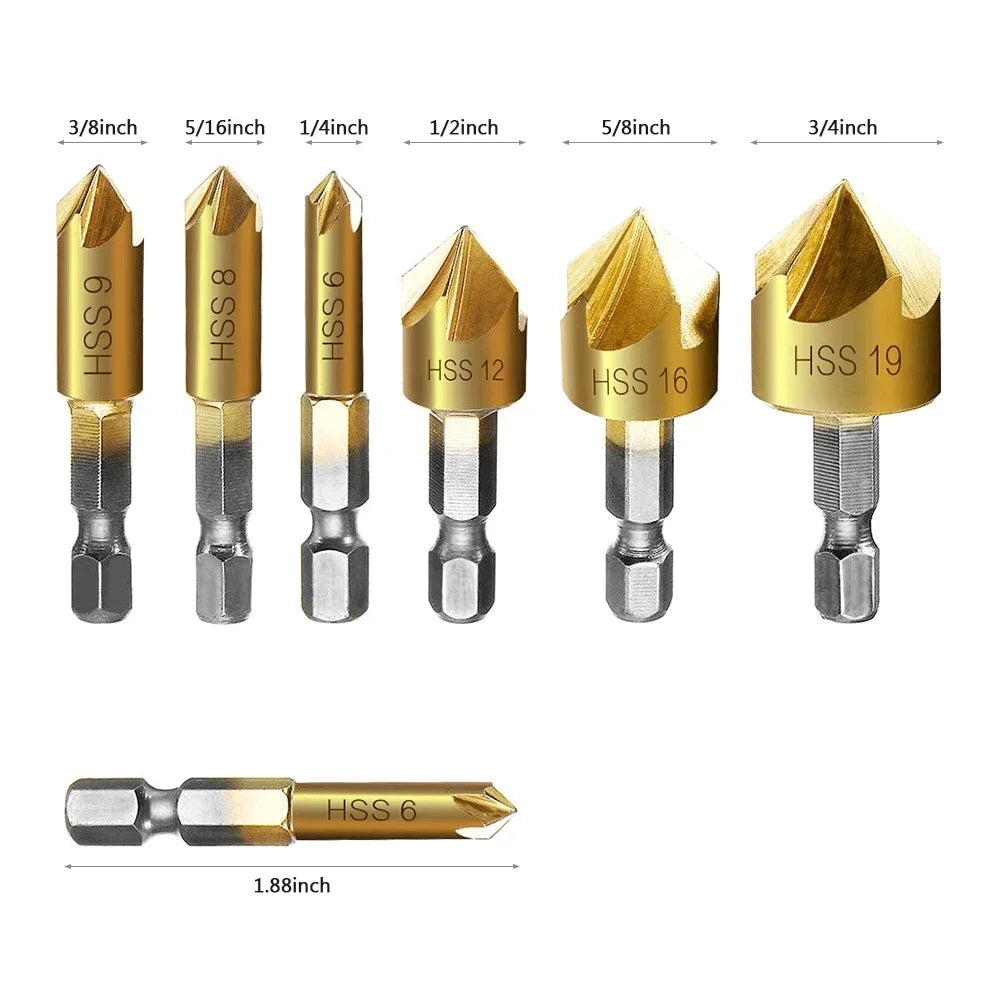 Countersink Drill Bit 1/4'' Hex Shank